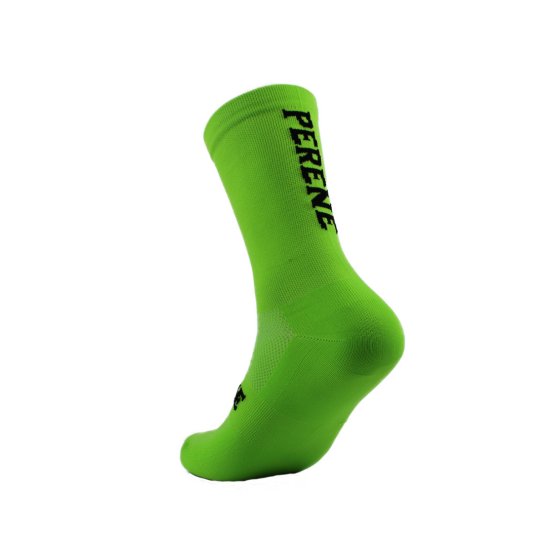 PERENE Performance Cycling Socks [Fluro Green with Black Logo]